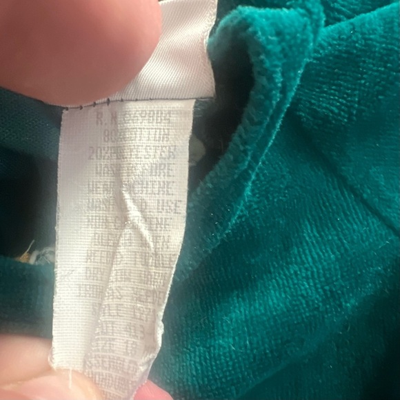 Carters Vintage Green Velour Romper Christmas Embroidered Size 18 Months - Picture 5 of 7